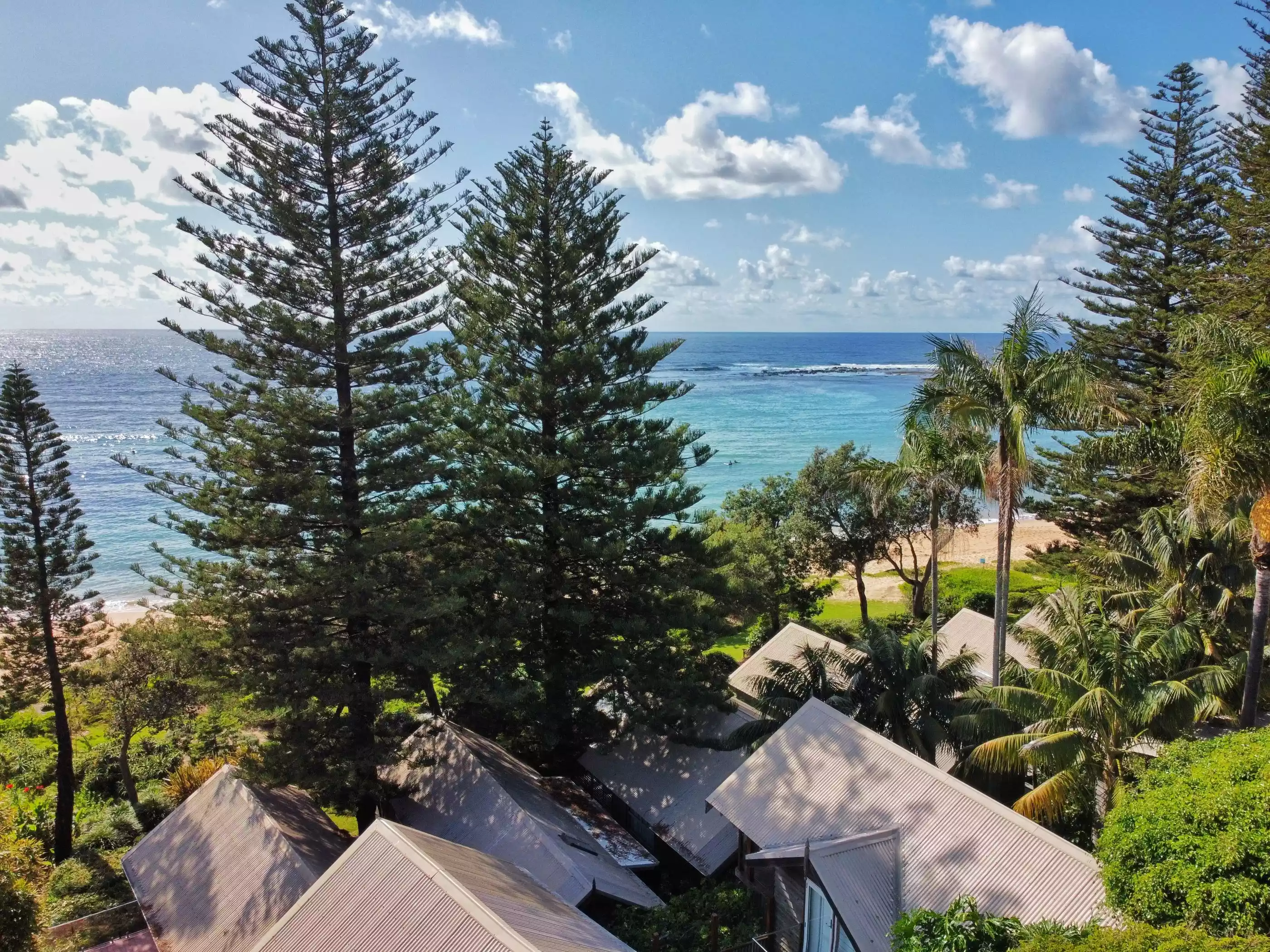 A drone shot of the beautiful Toowoon Bay